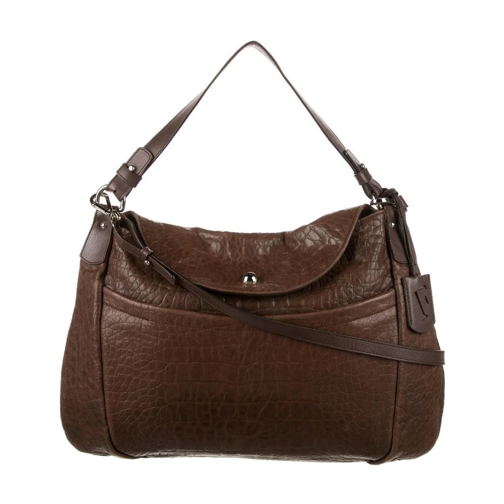 FURLA Large Top Handle Embossed Leather Handbag